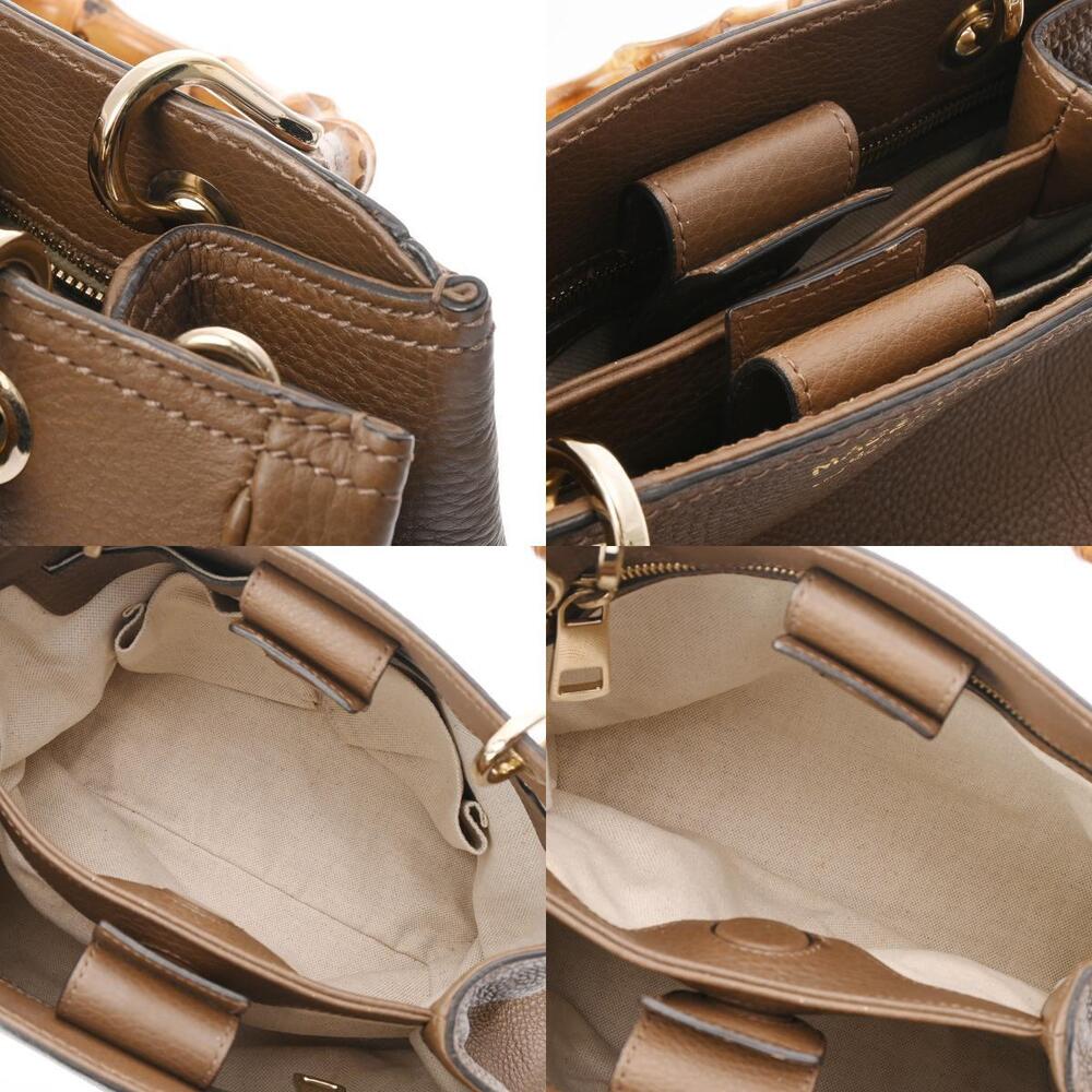 Gucci Bag Top Handbag Handle Bamboo Calfskin Brown - Picture 10 of 11